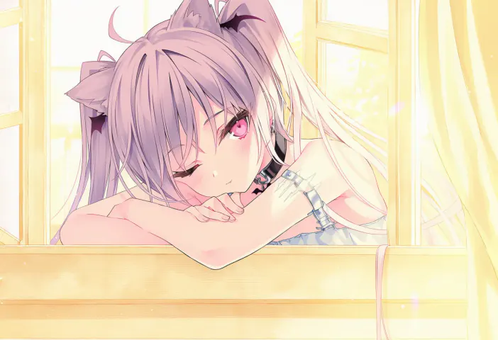 CG：阳光洒落的窗边侧脸特写